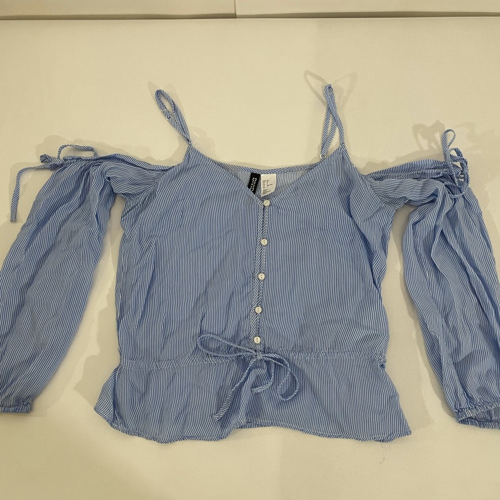 H&M Striped blue/white long sleeve top size 2